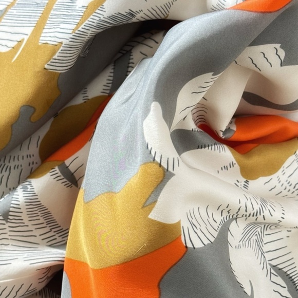 Anthropologie Moulinette Soeurs Silk Dress Empire Waist Grey Orange A-Line Fit 6 - Picture 11 of 16